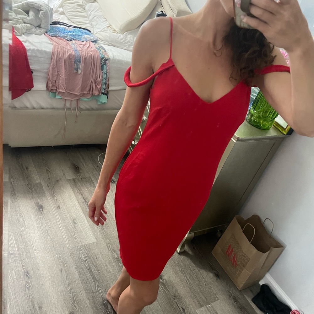 Off the shoulder red dress